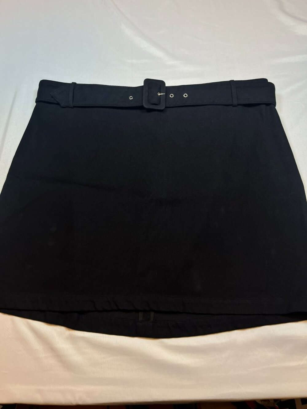 Nine West 1XL Black High-Waisted Belted Mini Skirt Matching Fabric Belt Dark